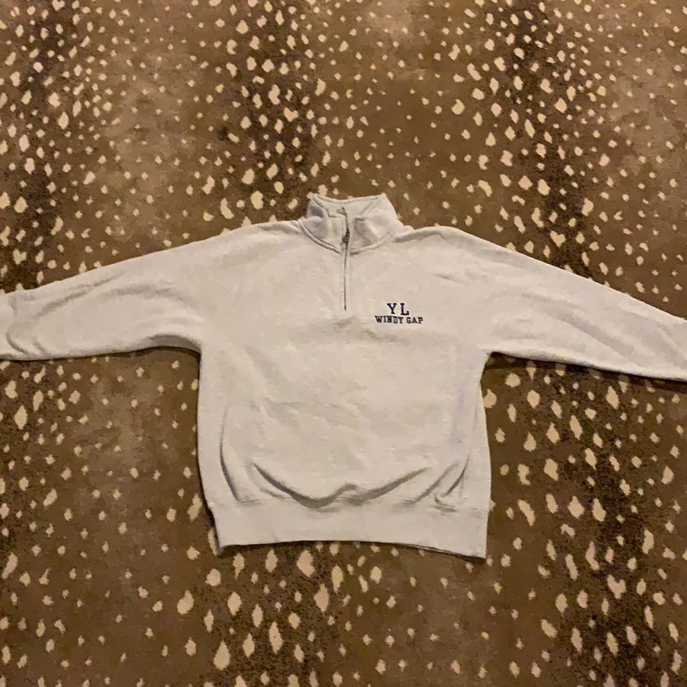 Grey embroidered quarter-zip sweatshirt